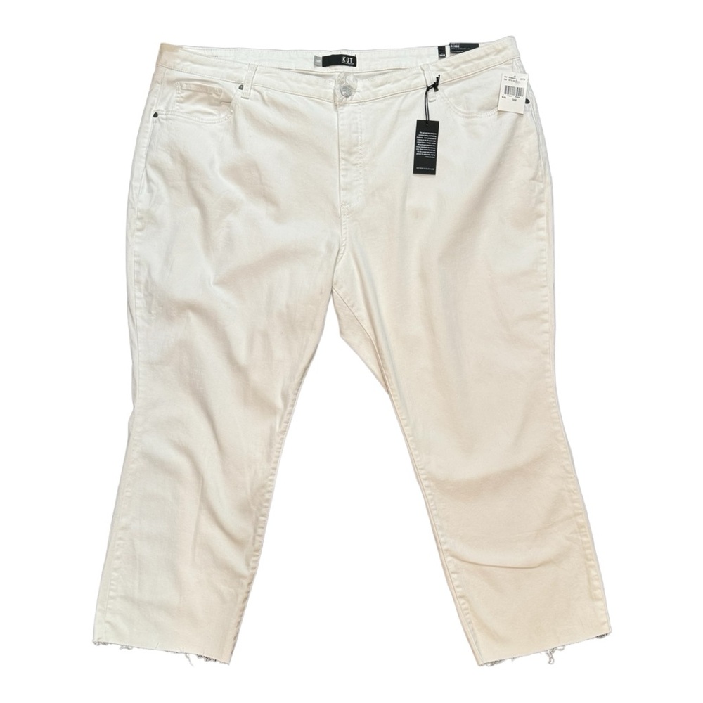Kut from the Kloth Reese High Rise Ankle Straight Leg White Jeans Plus Size 24W